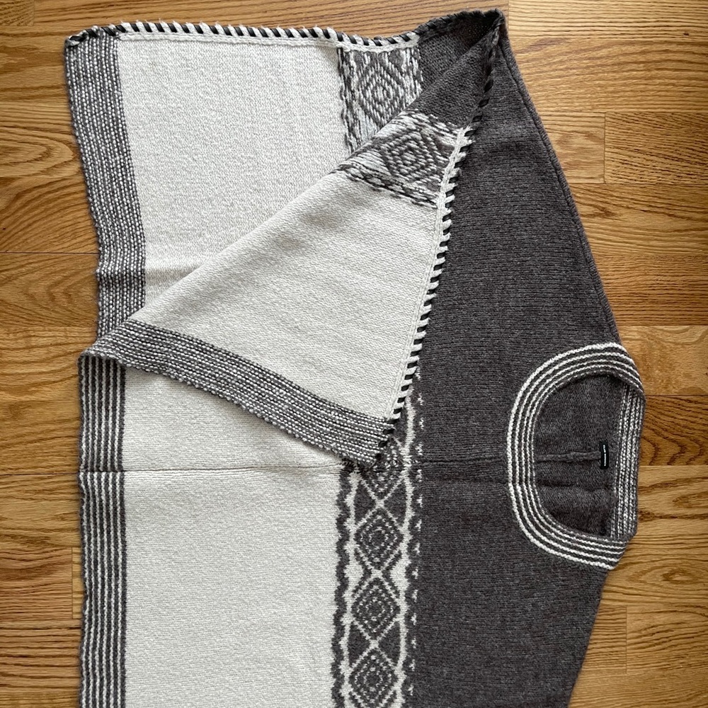 Club Monaco poncho with leather whip stitching